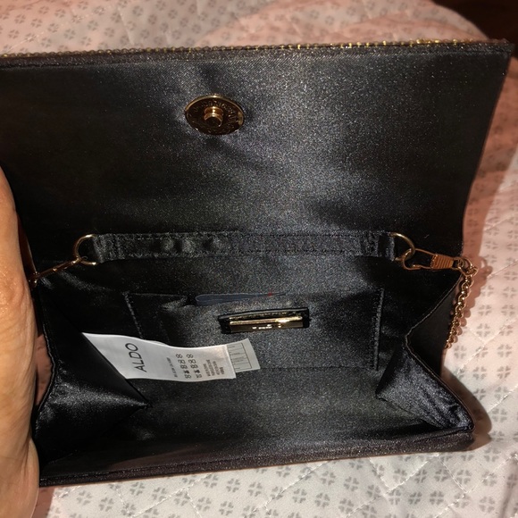 Aldo black glitter purse with gold shoulder chain - Picture 2 of 3